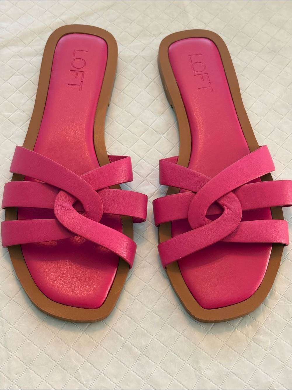 LOFT Hot Pink Knotted Slide Sandals